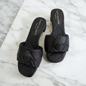 KURT GEIGER Black Leather Kitten Heels Sandals Size 35 / US 5